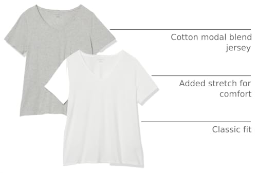 Image of Amazon Essentials Women's Plus Size Short-Sleeve V-Neck T-Shirt