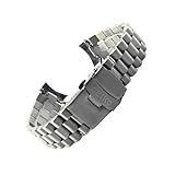 ROUREOX Bracciale Orologio Acciaio Massiccio Curvo Cinturino Metallo Finale Tondo Braccialetto Ricambio 18mm 20mm 22mm per SEIKO SKX007-C 24mm