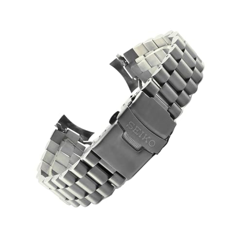 ROUREOX Correa Reloj Acero Inoxidable Extremo Curvo, 18mm 20mm 22mm Banda Metal, Brazalete Macizo para Seiko SKX007-C 24mm