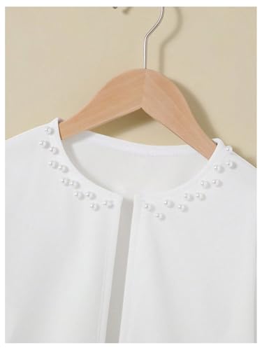Image of SweatyRocks Girl's Open Front Bolero Shrug Long Sleeve Elegant Cardigan White 9Y