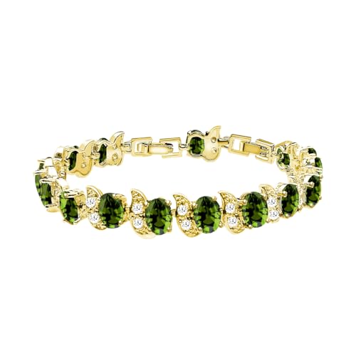 Image of LMXXVJ Fashion Tennis Bracelet Created Emerald White Gold Plated Charm Bracelet Gifts Jewelry for Women