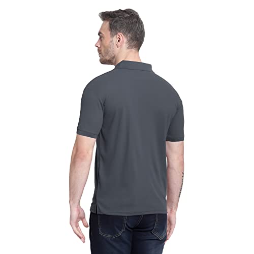 Image of Men's Poly Cotton-Matty Tshirt with Regular Fit Solid Pattern Half Sleeve Standard Length and Button Down Closure|Men's T-Shirts