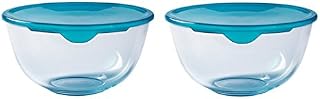 Pyrex Set of 2 Cook & Store Mixing Bowl Set with Lids 0.5 Litre