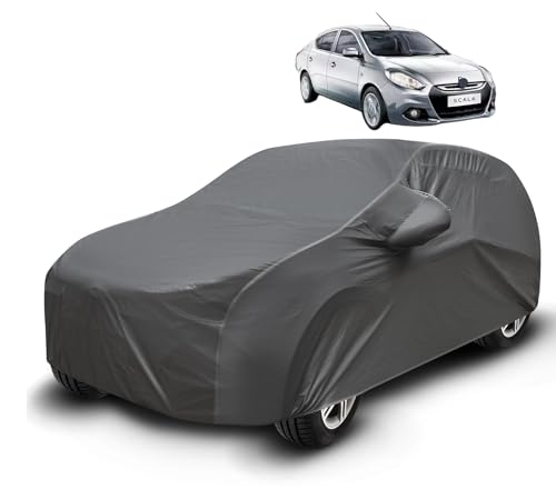 Image of Auto Hub Waterproof Car Cover Compatible with Scala with Mirror Pockets, Soft Cotton Lining, Scala Car Cover Waterproof, Grey