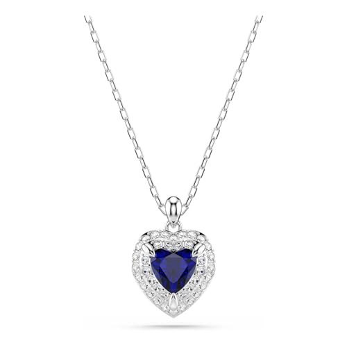 Swarovski Pendentif One, Taille cœur, Pavé, Cœur, Bleu, Métal rhodié
