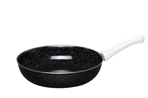 Riess, 0057-107,Emaillepfanne, 28cm Durchmesser, CLASSIC - PROFI, LBH 47.2 x 29 x 6.5cm, Inhalt 2.2 Liter, Emaille schwarz, Bratpfanne, Induktion