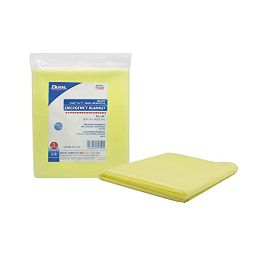 Image of Dukal Emergency Blanket, Yellow, Non-Sterile, 54 inch W x 80 inch L (Bag of 50) (Pack of 50)