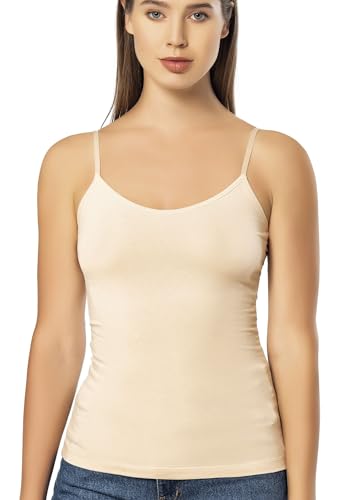 VAVONNE Spaghetti Strap Camisole Tank Tops for Women, Basic Slim-Fit Cotton Cami Undershirts