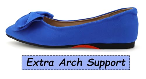 ODORHEISAYO Women's Dress Shoes for Women Office Shoes, Suede Ballet Flats Shoes Dressy, Casual Bows Flats for Women, Soft Slip ons Womens Shoes Dressy for Holiday Wedding Work Party3