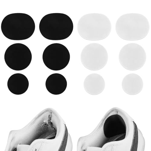 WKRTDY Kit de 12 Parches Autoadhesivos Redondos Anti-desgaste para Reparación de Calzado, Chaquetas y Plumíferos, Soluciona Rápido y Fácil Grietas e Agujeros