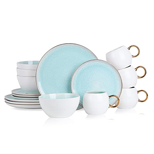 Stone Lain Josephine Porcelain Dinnerware Set, 16-Piece Service for 4, Mint - Image 2