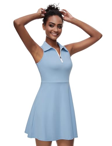 Image of Fengbay Tennis Dress for Women,Golf Dresses with Built in Shorts with 4 Pockets for Sleeveless Athletic Workout Dress