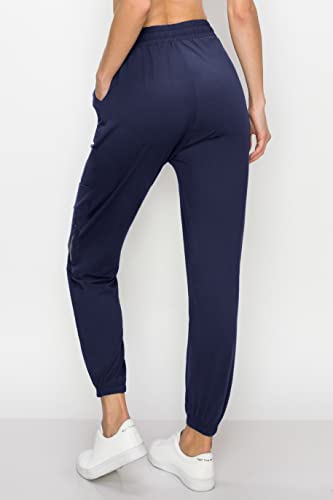 ALWAYS Women's Zipper Jogger Track Pants - Premium Soft Stretch Sweatpants Navy S - image 3