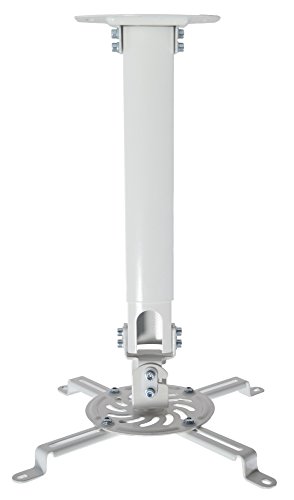 VIVO Universal Extending White Ceiling Projector Mount | Height Adjustable Projection (MOUNT-VP02W)