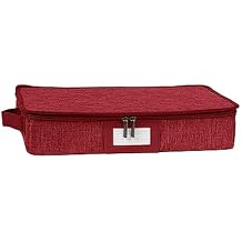 Covermates Keepsakes Zip-Top Storage Box Set, 3 Pack Heavy Duty Polyester Organizer Bins, Stackable Design, ID Window, Reinforced Handles, Closet Home Storage, Red Heather