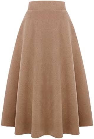 IDEALSANXUN Womens Plaid Wool Skirts Elastic Waist A-Line Pleated...