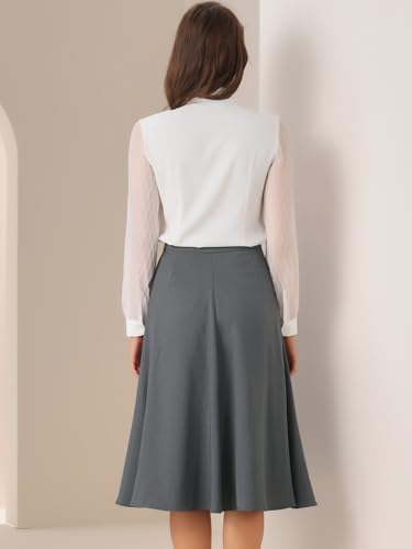 Allegra K Midi Skirt for Women Side Zipper High Waist Elegant Flared Flowy A Line Work Skirts3