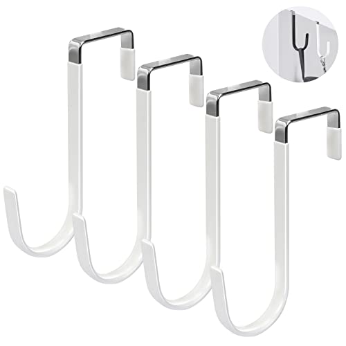 Toplive ドアフック ドアハンガー ドア吊り 帽子掛け 服 帽子 ネクタイ タオル 傘 バッグ 玄関 小物 頑丈な金属製 収納 取付け簡単 工具不要 省スペース 4個セット (4白)