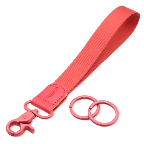 Image of POCKT Keychain Wristlet for Women and Men, Cute Wrist Lanyard for Keys, Short Key Chain Strap for Car Keys, Wallet, ID Badge & Phone | Cherry Red