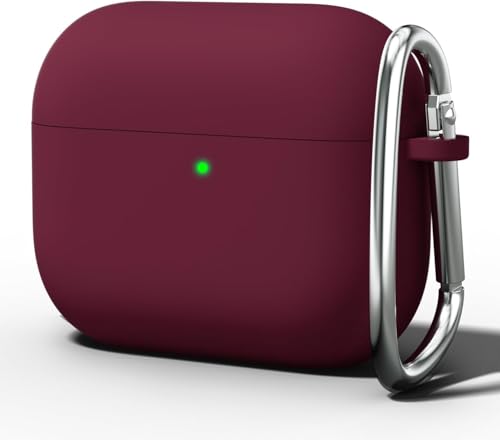 Image of Meyaar for Apple AirPods Pro 3 Case Cover with Keychain, Soft Skin Silicone Case Cover, Full Protective Case Cover Compatible with AirPods Pro (3rd Generation) Case 2025 (Burgundy)