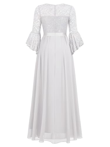Image of Miusol Women's Formal Sparkle Sequin Lace Bell Sleeve Evening Party Maxi Dress