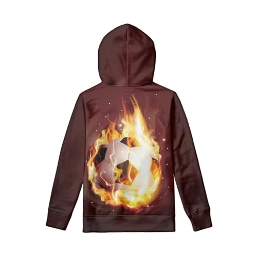 Boys Girls Fleece Hoodies Plush Pullover Hoodie Casual Fire Soccer Hooded Sweatshirts with Pocket for Age 6-16 Kids2