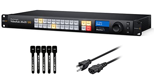 Image of Blackmagic Design Videohub 20x20 12G Zero Latency Video Router with 6ft Power Cord and 5 Pack of SolidSignal Cable Ties (VHUBSMAS12G2020)