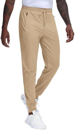 JWM Regular/Tall Mens Athletic Joggers Pants Long Inseam Tapered Sweatpant Workout Running Gym Training with 3 Zipper Pockets