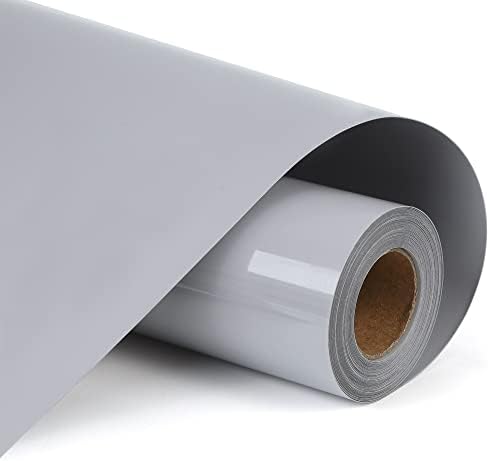 RENLITONG Grey HTV Iron on Vinyl 12Inch by 10ft Roll HTV Heat Transfer Vinyl for T-Shirt HTV Vinyl Rolls for All Cutter Machine - Easy to Cut & Weed for Heat Vinyl Design