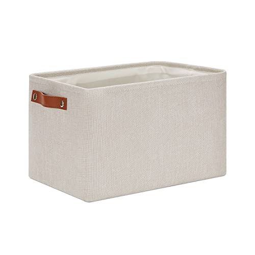 Image of DULLEMELO Fabric Storage Basket for Office Home Nursery, Small Fabric Organizing Basket with Handles (Beige)