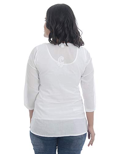 Image of Sanvi Colections Hand Embroidered (Lucknowi Chikankari) YOG luppi Short top Kali Pattern for Women A095