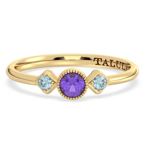 ラディアントリオリング ? 14Kゴールドメッキ925シルバーと天然宝石, 20x5.5mm, ジェムストーン スターリングシルバー, アメジスト アクアマリン