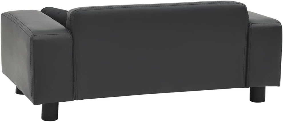 FAMIROSA Pet Sofa Bed Dog Cat Sofa Bed Plush and Faux Leather 31.9"x16.9"x12.2" Dark Grey