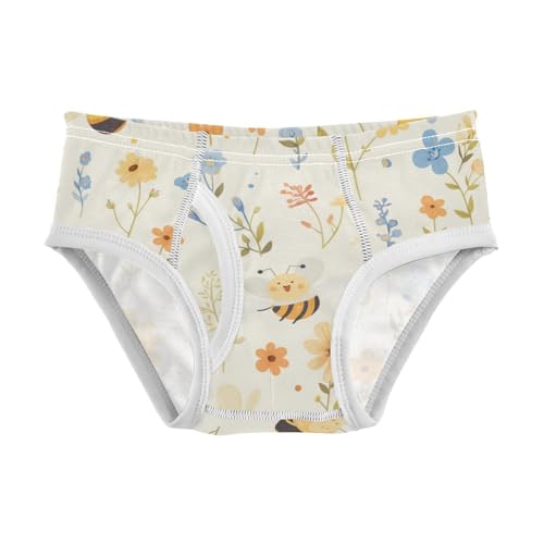 KLL Embroidery Bee Butterfly Flowers Toddler Boys Pure Cotton Briefs Breathable Children Panties