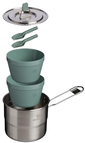 Stanley Wildfare Go Two Bowl Mess Kit | 8pc Portable Pot & Cookware Set | 1.25qt Stainless Steel Pot w/Locking Handle, Lid, 2 Bowls & Sporks - Image 3