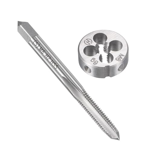 MACHSWON M6 x 1mm Metric Tap and Die Set - Machine Thread Screw Tap with Round Threading Die Kit for Thread Repair