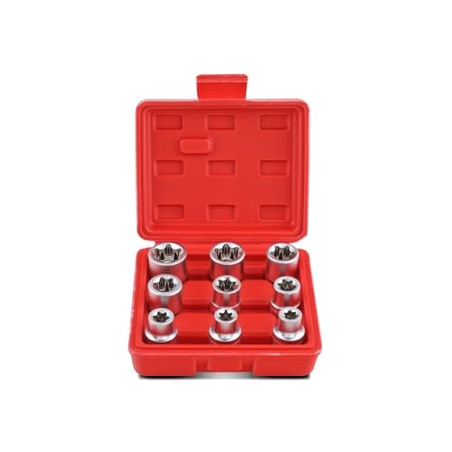 VPYPDVDSMC 9/10/pc E-type Torx Star Socket E4-24 Bit Female Socket Repair Tool Set For Torque Spanner Ratchet 1/4 Inches 3/8 Inches 1/2 Inches Socket Sockets(9PC)