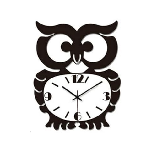 Lurrose Horloge Murale Chouette Acrylique Vintage Silencieuse sans Pile Pendule Décorative pour Salon Bureau Chambres Design Rétro Élégant et Facile à Lire