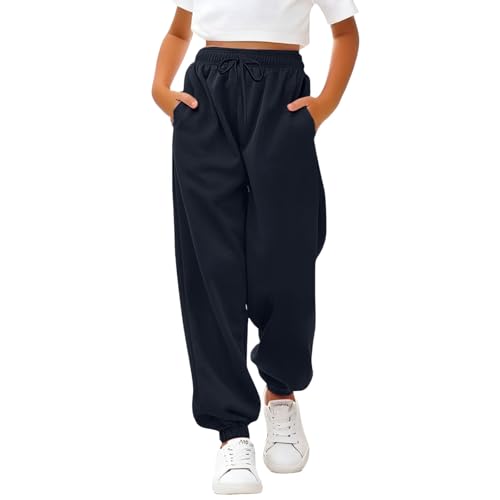 Sweat Pants for Girls Y2k Cinch Bottom Baggy Casual Pants Elastic Waist Athletic Joggers Aesthetic School Clothes