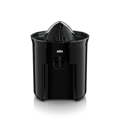 Braun CJ3050BK Spremiagrumi, Avvio e Arresto Automatici, Base Antiscivolo, Pratico Beccuccio,Coperchio di Protezione, Sistema Direct Serve,Antigoccia,Semplice e Facile, Sistema a Pressione, 60w, Nero