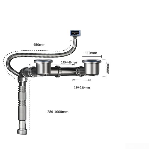 Siphon d'évier réglable en inox durable avec bonde push-pull - 6