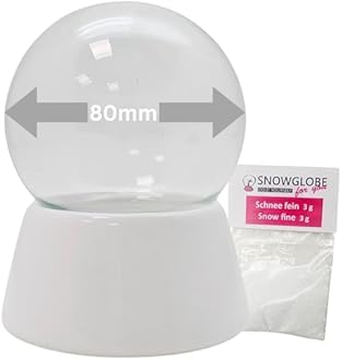 40019/80 mm, snow globe with glass ball and porcelain base