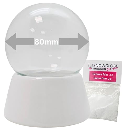 40019/80 mm, snow globe with glass ball and porcelain base