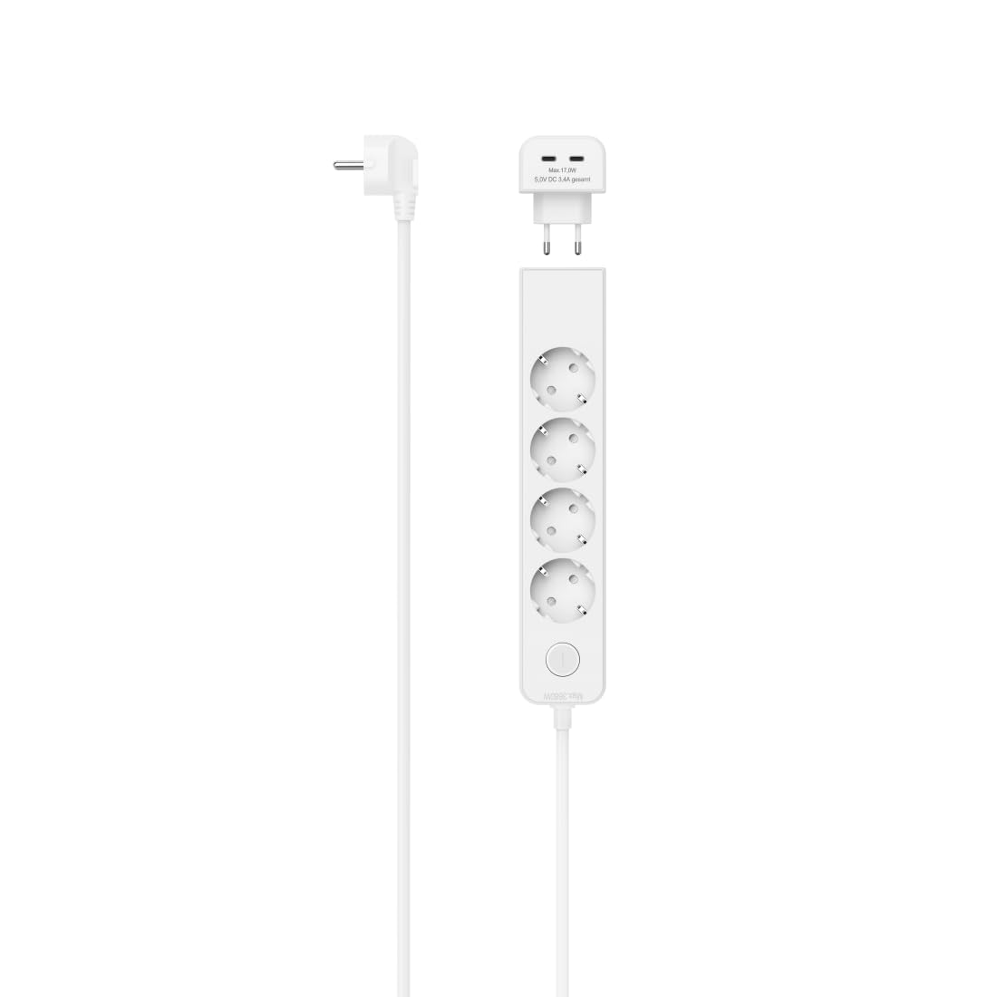 Multiprise type E F Hama avec interrupteur et ports USB-C pour salon