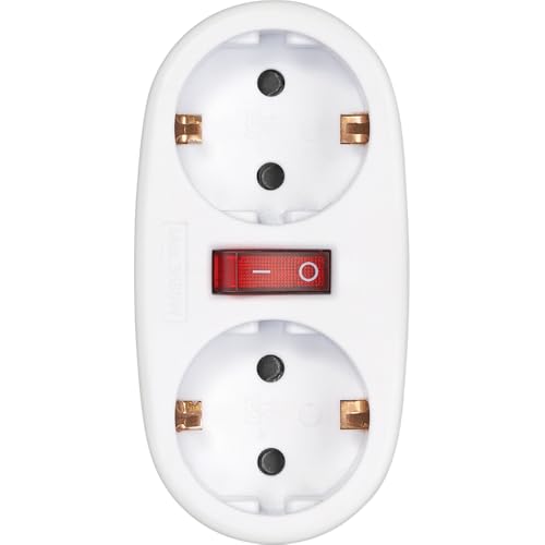Simon Adaptador Con Interruptor 2 Tomas Frontales 16a 250v, 3680w , Enchufe Múltiple Compacto Con Control On Off Para Mayor Seguridad Y Ahorro Energético, Color Blanco