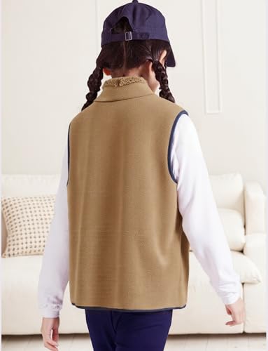 Happy Cherry Toddler/Kid Boys Girls Colorblock Polar Fleece Vest Warm Sleeveless Jacket for Winter Fall 4-14Y2