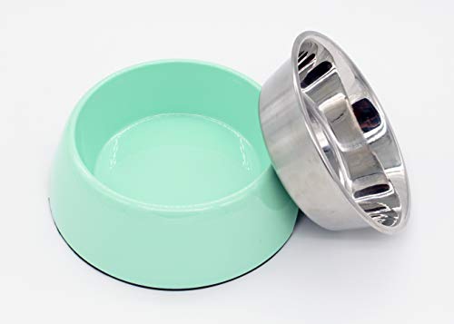 Image of The Pets Company Stainless Steel & Melamine Dog Feeding Bowl| Food Bowl for Dogs and Cats, 940 Ml, Large, Mint Green