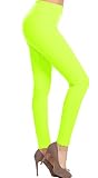 Smile Fish Neon Green 80s Leggings for Women Seamless Stretchy Tights 80s Costumes,L