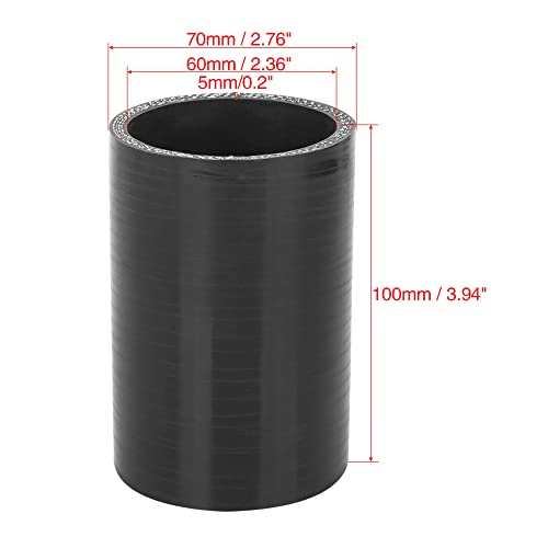 X AUTOHAUX 60mm ID Nero Dritto Tubo Silicone