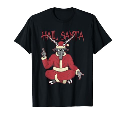 Salve Santa Ugly Christmas Sweater Rock Metal Satanás Pentagrama Camiseta